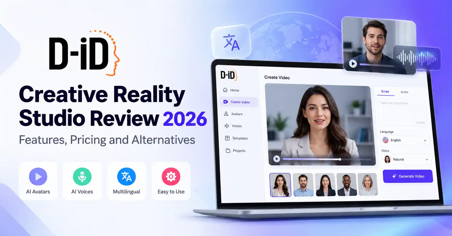 D-ID Creative Reality Studio AI talking avatar video generation platform