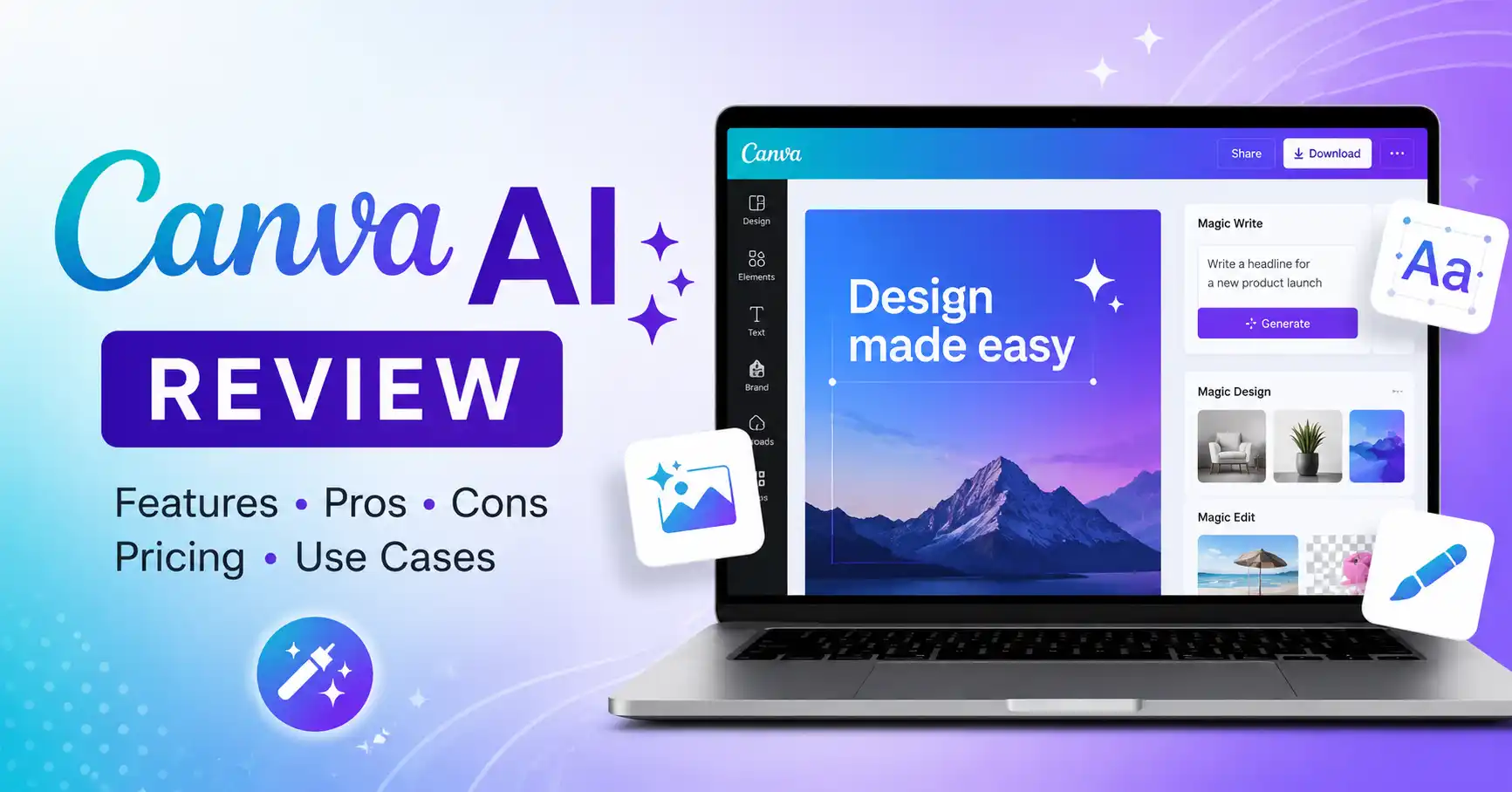 Canva AI Review featuring AI powered design and content creation tools