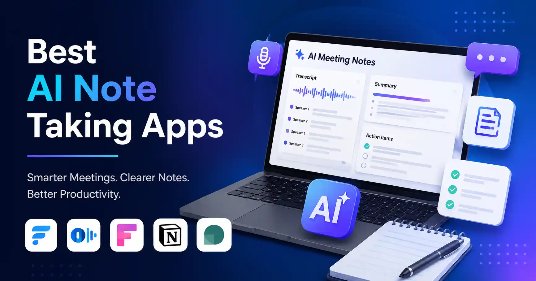 Best AI note taking apps for meetings and productivity