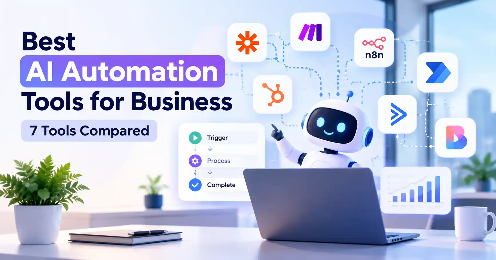 AI automation tools for business connecting apps and streamlining workflows.