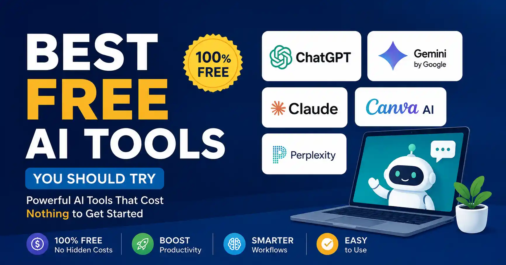 Best free AI tools in 2026 for writing, coding, research, design, and productivity
