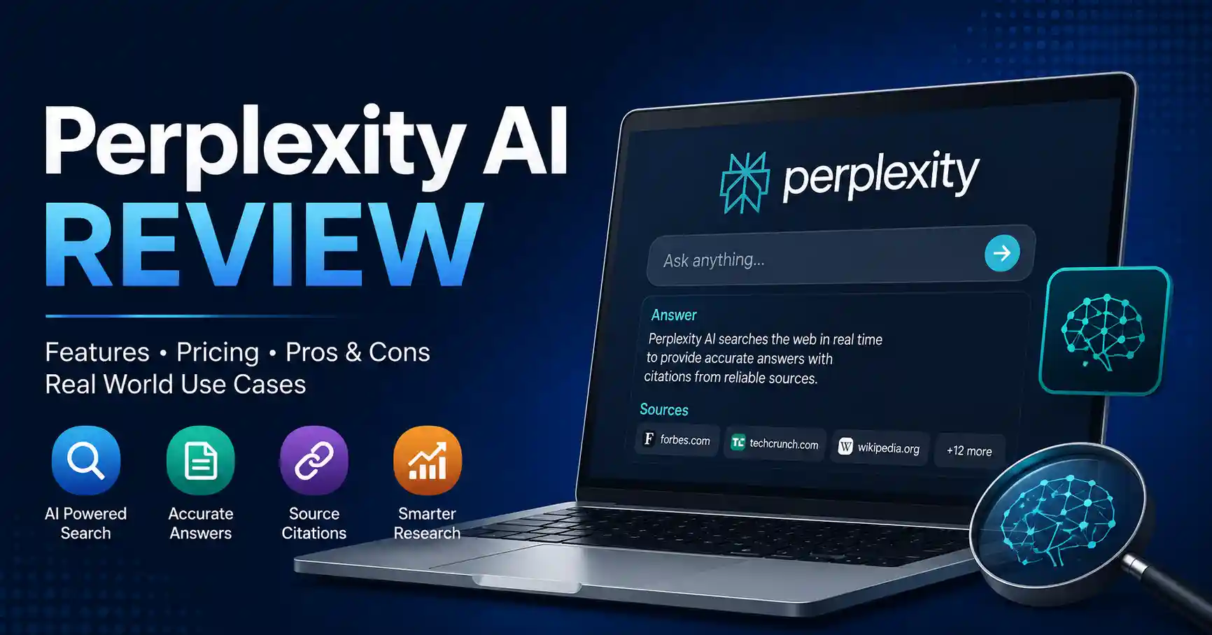 Perplexity AI Review featuring AI search and research tools