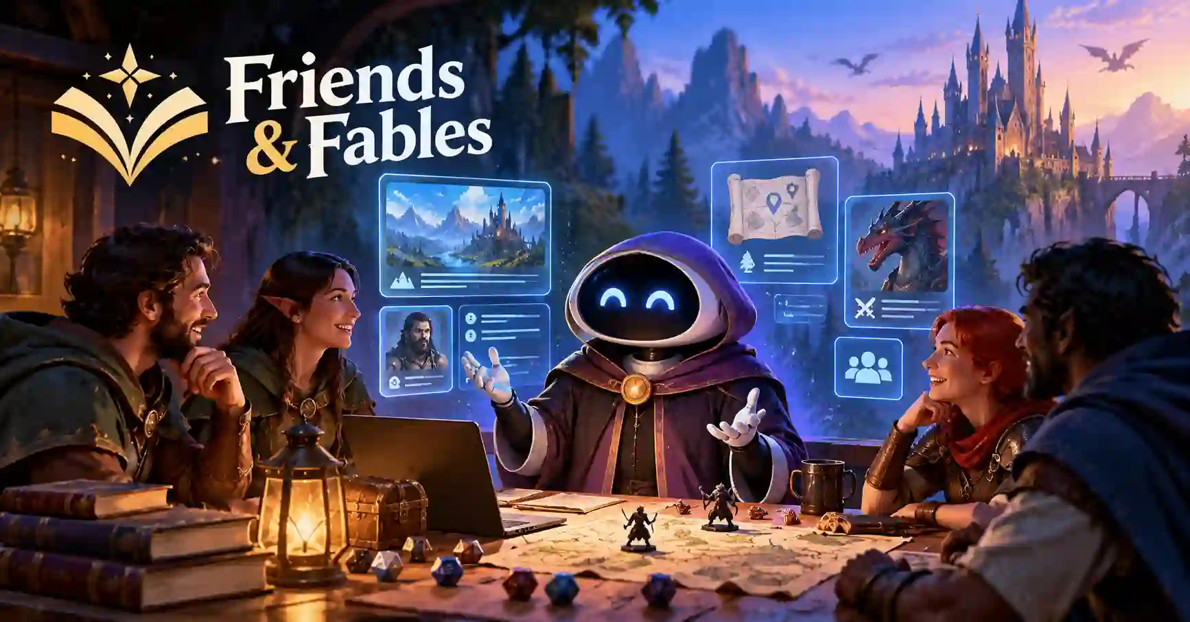Friends and Fables AI Game Master platform for interactive fantasy RPG adventures